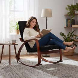 Fotel bujany regulowany podnóżek drewniane ramiona ModernHome