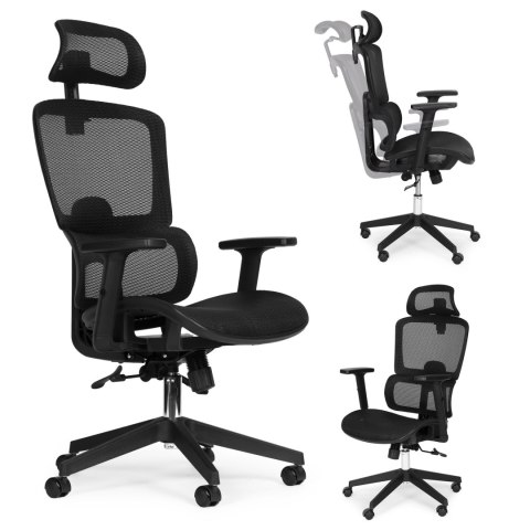 Fotel biurowy obrotowy ergonomiczny regulacja wysokości czarny ModernHome