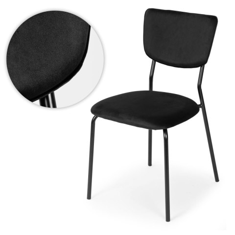 Komplet 4 krzeseł welurowych do jadalni i salonu czarne ModernHome