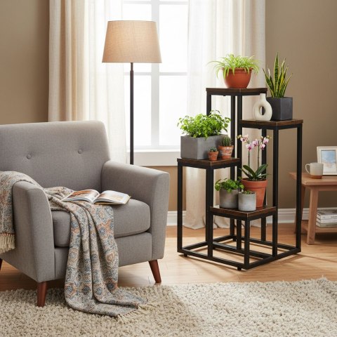 Kwietnik stojący stojak na kwiaty ozdoby 4 półki loft ModernHome