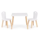 Zestaw mebli dla dzieci stolik + 2 krzesła białe ECOTOYS