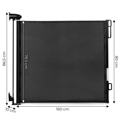 Bramka barierka roleta 160 cm ochronna zabezpieczająca na schody i drzwi czarna ECOTOYS