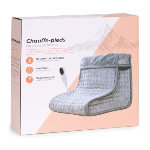 Elektryczny ogrzewacz do stóp z pilotem miękki but 10 poziomów grzania jasnoszary ModernHome