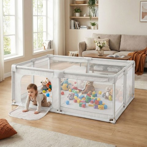 Kojec dla dziecka 140x200 cm suchy basen plac zabaw szary + torba ECOTOYS