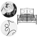 Łóżko metalowe 140x200 cm ze stelażem czarna rama kryształy ModernHome