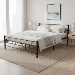 Łóżko metalowe 160x200 cm ze stelażem czarna rama ModernHome