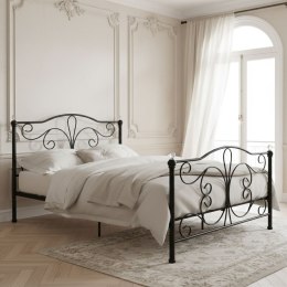 Łóżko metalowe 160x200 cm ze stelażem czarna rama kryształy ModernHome