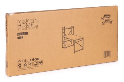 Biurko komputerowe szkolne 120x60 cm regał z 3 półkami loft jasny dąb ModernHome