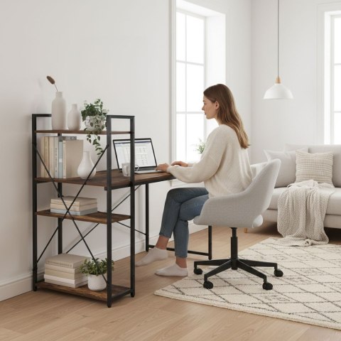 Biurko komputerowe szkolne 120x60 cm regał z 3 półkami postarzany orzech loft ModernHome