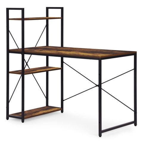 Biurko komputerowe szkolne 120x60 cm regał z 3 półkami postarzany orzech loft ModernHome