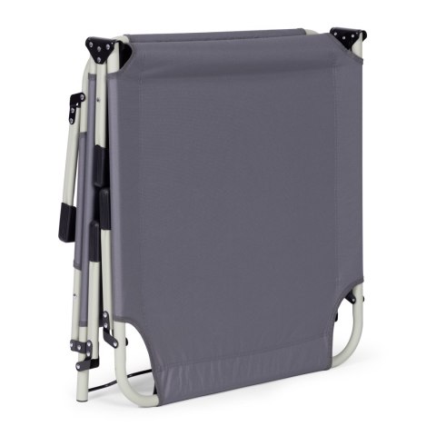 Leżak ogrodowy wędkarski składany z materacem i poduszką szary MultiGarden