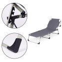 Leżak ogrodowy wędkarski składany z materacem i poduszką szary MultiGarden