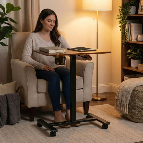 Mobilne biurko regulowane 70x48 cm stolik pod laptopa regulacja wysokości 71,5-112 cm ModernHome