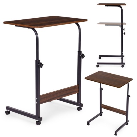 Mobilny stolik pod laptopa biurko dostawiane do fotela kanapy ciemny orzech ModernHome