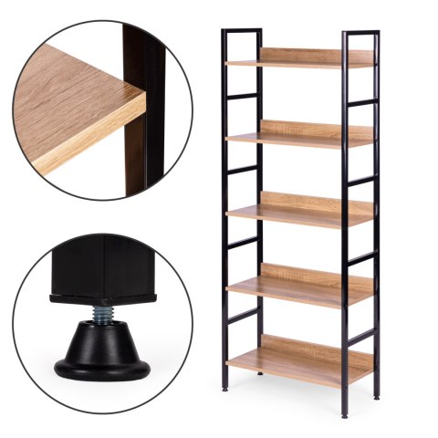 Regał loftowy wysoki 5 półek metal MDF ModernHome