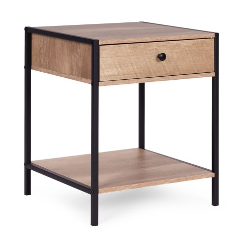 Szafka nocna z szufladą i półką stolik kawowy jasny dąb loftowy ModernHome