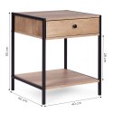 Szafka nocna z szufladą i półką stolik kawowy jasny dąb loftowy ModernHome