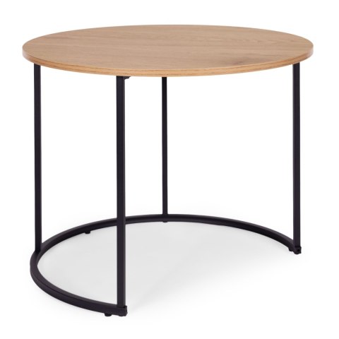 Zestaw stolików kawowych 2 szt. okrągłe jasny dąb loftowe ModernHome