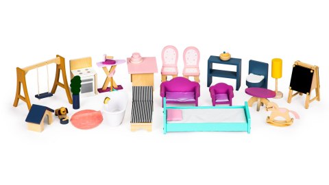 Domek dla lalek duży drewniany 138 cm Rezydencja Maya 28 elementow ECOTOYS