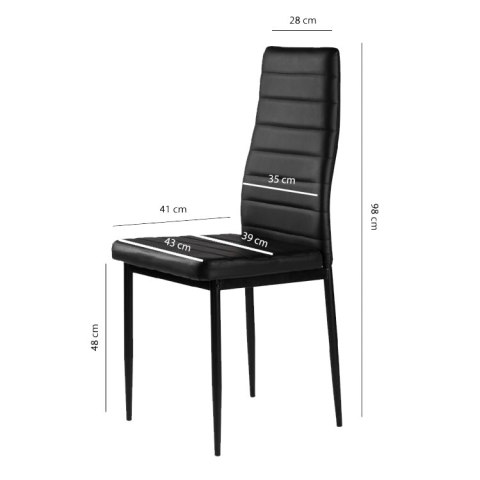 Zestaw krzeseł do jadalni salonu z ekoskóry 4 sztuki wysokie oparcie czarne ModernHome