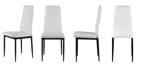Zestaw krzeseł do jadalni salonu z krzesło ekoskóry 4 sztuki wysokie oparcie białe ModernHome
