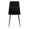 Komplet 4 krzeseł krzesło pikowane welurowe do jadalni i salonu czarne ModernHome