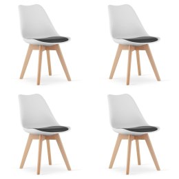 Zestaw komplet krzeseł biało czarne drewniane nogi 4szt