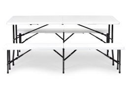 Zestaw cateringowy stół bankietowy 180 cm 2 ławki biały MultiGarden