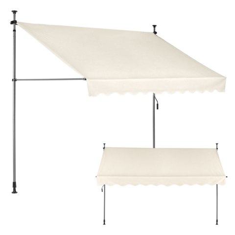 Markiza przeciwsłoneczna balkonowa 300x120 cm regulacja wysokości wodoodporna korbka ręczna beżowa MultiGarden