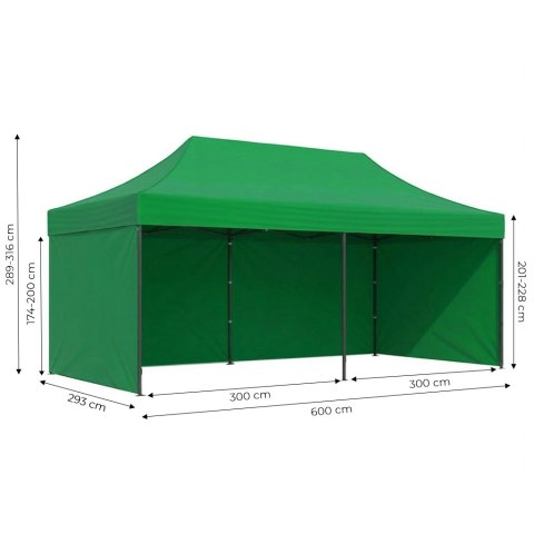 Pawilon ogrodowy eventowy automatyczny samorozkładalny namiot 3x6 m zielony MultiGarden