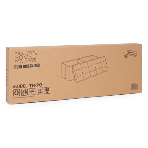 Pufa pikowana 111x38 cm ze schowkiem tapicerowana ława skrzynia ciemnoszara ModernHome