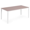 Stół ogrodowy 6-osobowy 156x78 cm polywood meble na taras beżowe białe MultiGarden