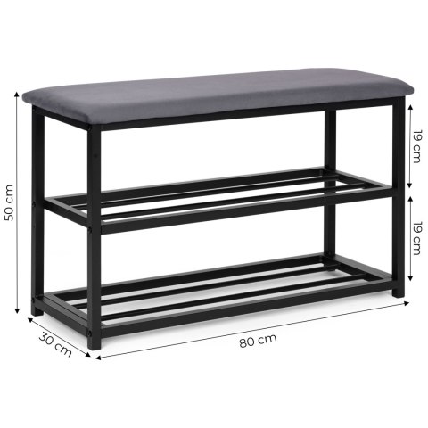 Szafka na buty z siedziskiem regał ławka tapicerowana 80 cm 2 półki ModernHome