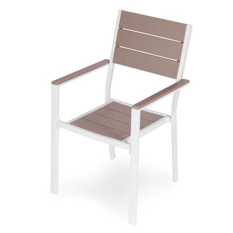 Zestaw 2 krzeseł ogrodowych na taras balkon stal HDPE beżowe białe MultiGarden