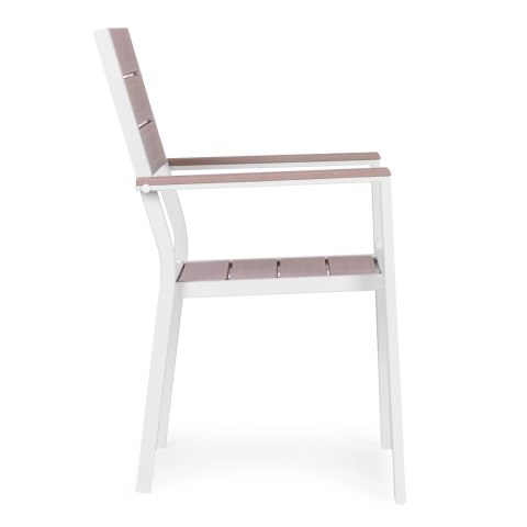 Zestaw 2 krzeseł ogrodowych na taras balkon stal HDPE beżowe białe MultiGarden