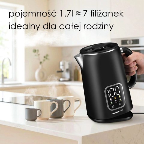 Czajnik elektryczny bezprzewodowy 1,7l smart z regulacją temperatury obrotowy czarny