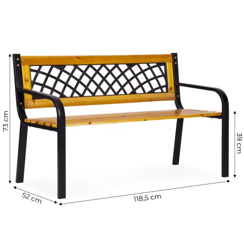 Drewniana ławka ogrodowa z ażurowym oparciem 118x52 cm parkowa MultiGarden