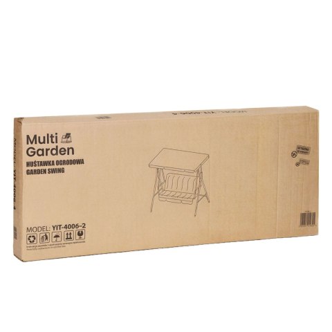 Huśtawka ogrodowa 3-osobowa bujana wolnostojąca stalowa brązowa MultiGarden