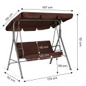 Huśtawka ogrodowa 3-osobowa bujana wolnostojąca stalowa brązowa MultiGarden