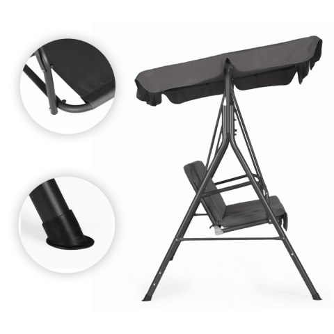 Huśtawka ogrodowa 3-osobowa bujana wolnostojąca stalowa szara MultiGarden