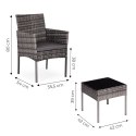 Komplet mebli ogrodowych z technorattanu 2 krzesła stolik szary MultiGarden