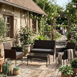 Komplet mebli ogrodowych z technorattanu ławka stolik krzesła ciemny brąz MultiGarden