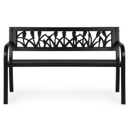 Ławka ogrodowa z dekoracyjnym oparciem 120x50 cm metalowa parkowa czarna MultiGarden