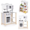 Drewniana kuchnia dla dzieci z piekarnikiem i akcesoriami do gotowania - biała ECOTOYS