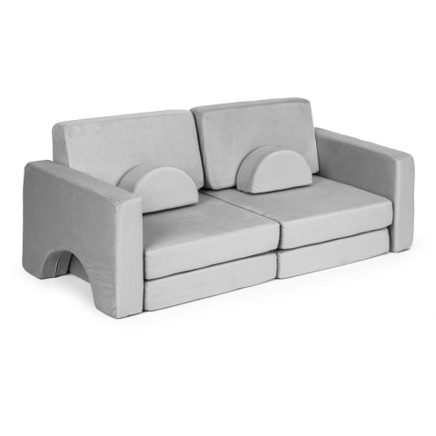 Sofa składana modułowa dla dzieci duża 2-osobowa DIY 10 miękkich poduch - szara ECOTOYS