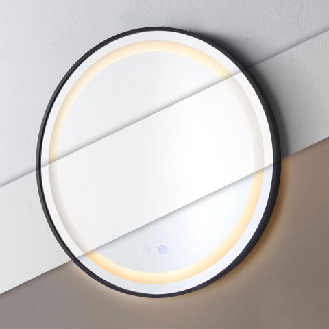 Lustro łazienkowe LED okrągłe ścienne 60 cm 3 barwy anti-fog włącznik dotykowy ModernHome