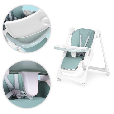 Krzesełko fotelik do karmienia regulacja wysokości ekoskóra pasy podwójna tacka ECOTOYS