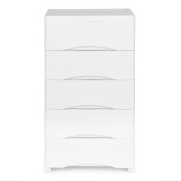 Regał z 5 wysuwanymi szufladami nogi z kółkami biały ModernHome