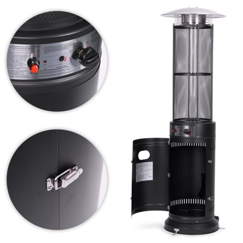 Ogrzewacz parasol gazowy grzejnik 11 kW szklany na ogród patio reduktor wąż pokrowiec MultiGarden