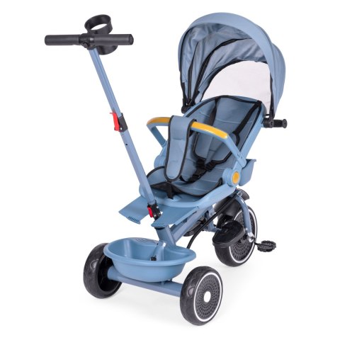 Rowerek trójkołowy spacerówka 2w1 obracane siedzisko składany daszek niebieski ECOTOYS